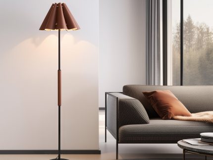 Floor Lamp with Leather Lampshade