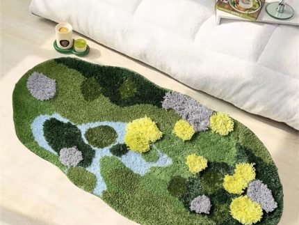 Moss Green Bath Mat Cute Bathroom Rugs Non-Slip Shower Mat Moss Carpet 40x20''