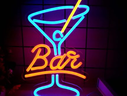 orange vertical BAR goblet neon sign