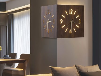 Sounds Activated Backlit Wooden Wall Clock Corner Clock