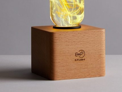Wood light base with screw socket